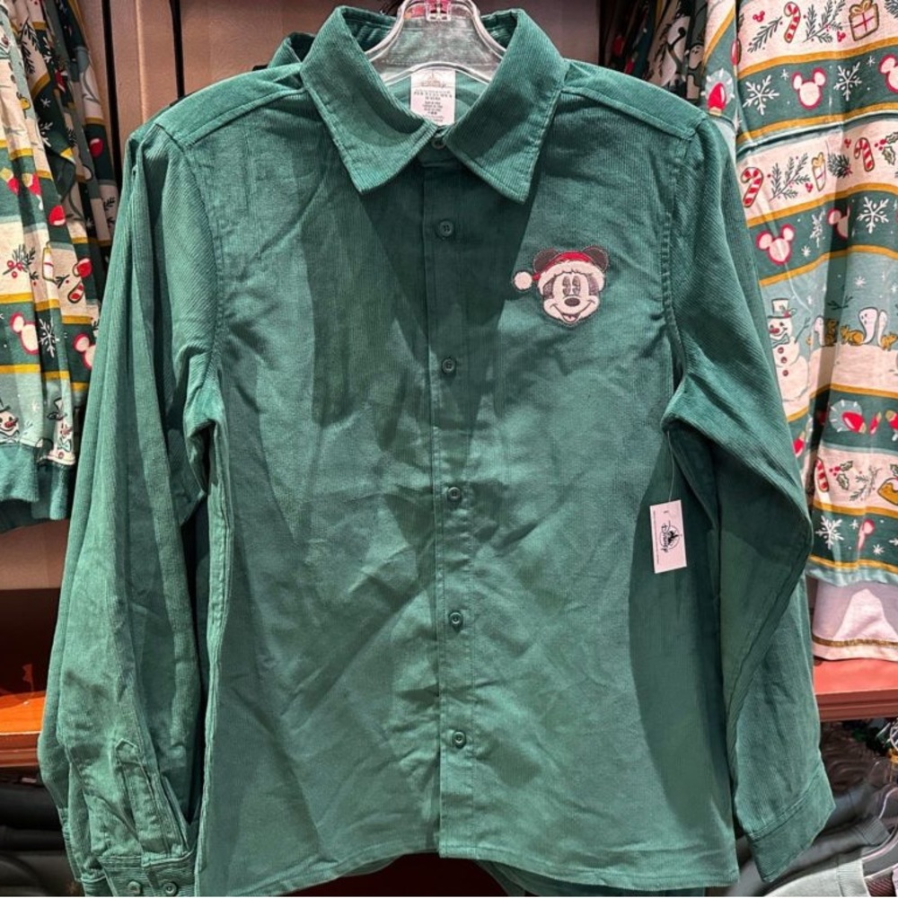 Disneyland Christmas Corduroy Button Up